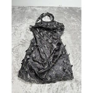 TWELVE By TWELVE Dress Women's Size Small Black Texture Tabs Loop Neck Lined EUC